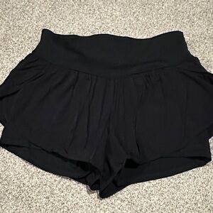 High Waist Black Women's Shorts with built in shorts